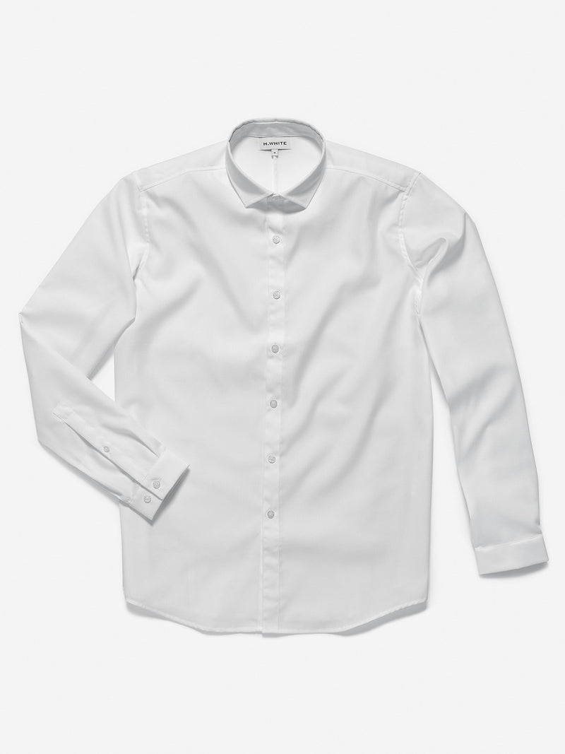 HWhite Mens Dress Shirt - Crisp White with Athletic Mesh
